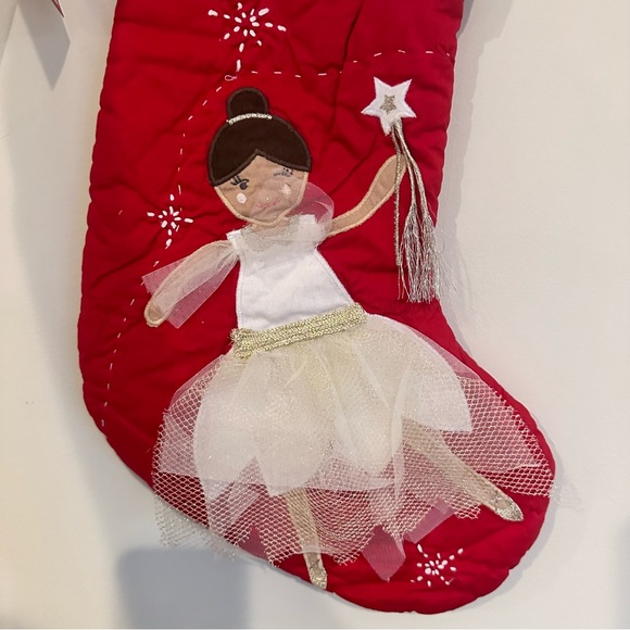 Pottery Barn Kids Quilted Brunette Fairy Christmas Stocking Leona - Picture 2 of 5